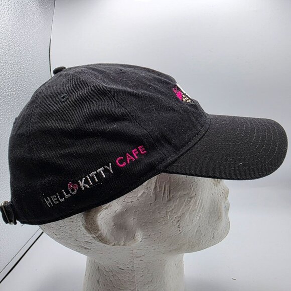 Hello Kitty Cafe Adjustable Womens Black Hat Cap Ice Cream Graphics Embroidered - Picture 4 of 9
